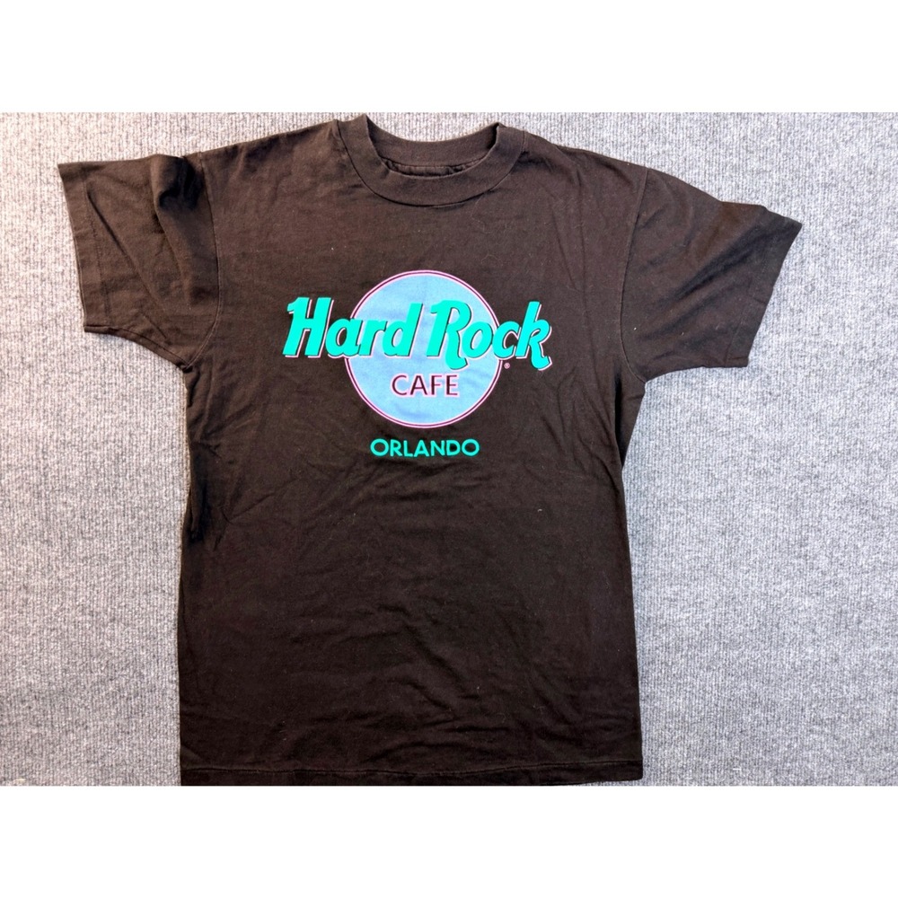 Hard Rock Cafe Orlando Graphic Tee Black Cotton Short Sleeve Mens XS Small Y2K